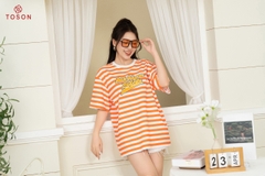 AP550C24 - Áo phông kẻ cam, form rộng
