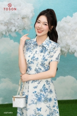 43174H94 - Đầm xòe thô đũi, họa tiết hoa