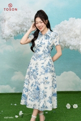43174H94 - Đầm xòe thô đũi, họa tiết hoa