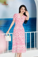 43048P94 - Đầm dáng xòe, chiffon hồng họa tiết