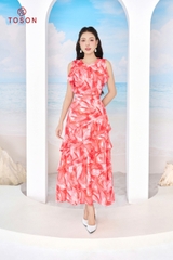 B1341P14 - Bộ silk loang hồng: Áo + CV xòe ( SXTN)