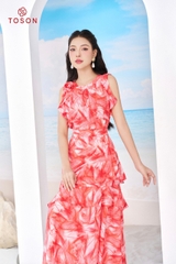 B1341P14 - Bộ silk loang hồng: Áo + CV xòe ( SXTN)