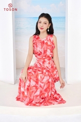 B1341P14 - Bộ silk loang hồng: Áo + CV xòe ( SXTN)