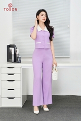 B1208T94 - Bộ tím: áo đờ mi phối cổ trắng + Quần suông