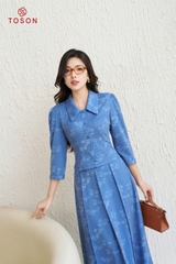 JBC45X94 - Bộ cotton bò hoa: Áo + CV xếp ly