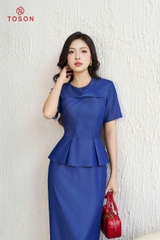 41518X14 - Đầm bò denim xanh than dáng peplump (Limitted)