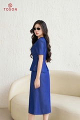 41518X14 - Đầm bò denim xanh than dáng peplump (Limitted)