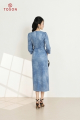 JDK45X94 - Đầm cotton bò xòe xếp ly