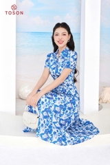 42006 - Đầm thô cổ đức xòe xếp ly
