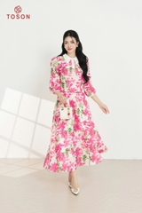B1373H94 - Bộ thô hoa : Áo croptop tay lỡ + CV xòe
