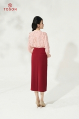 10630J14 - Áo lụa silk chấm bi đỏ, cổ buộc nơ