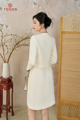 S8369W94 - Bộ tweet kem can ren: Áo vest cổ tròn + CV dáng A