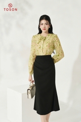 10633H14 - Áo tơ hoa nhí, cổ tà bong 2 lớp