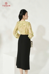 10633H14 - Áo tơ hoa nhí, cổ tà bong 2 lớp