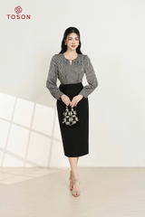 11502K94 - Áo lụa kẻ đen trắng