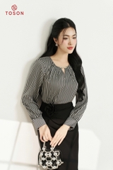 11502K94 - Áo lụa kẻ đen trắng