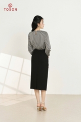 11502K94 - Áo lụa kẻ đen trắng