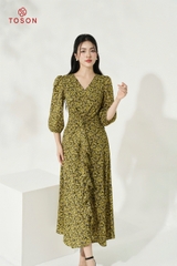 44542H94 - Đầm thô hoa nhí, dáng xòe dài