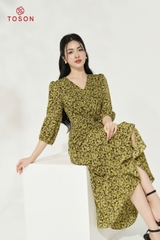 44542H94 - Đầm thô hoa nhí, dáng xòe dài