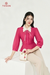 16534P34 - Áo peplump tơ hồng sen