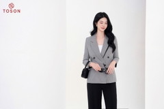 84949B54 - Áo blazer kẻ dáng suông