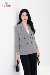 84949B54 - Áo blazer kẻ dáng suông