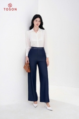 12688W94- Áo lụa trắng cổ đức xếp ly