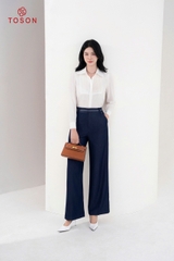 12688W94- Áo lụa trắng cổ đức xếp ly