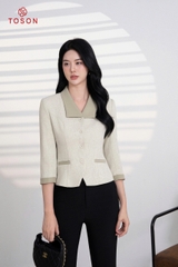 81147X14 _ Vest dạ tweet cổ phối xanh