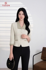 81147X14 _ Vest dạ tweet cổ phối xanh