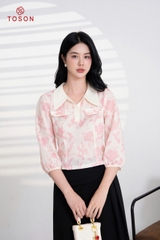 13637H94 - Áo croptop thô hoa cổ phối