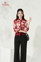 16612H14 - Áo sơ mi cổ tàu tơ hoa