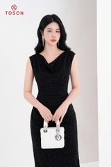 41630B14 - Đầm u mì đen chấm kim tuyến