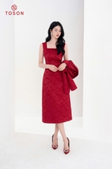 B8402D94 - Bộ gấm đỏ: Vest lửng + đầm sát nách