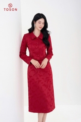 B8402D94 - Bộ gấm đỏ: Vest lửng + đầm sát nách