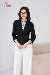 88504B14 - Áo vest đen tay lỡ gập nơ V - tuýp si