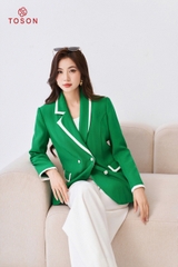 82975X34 - Áo blazer xanh cổ K lé trắng