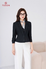 88504B14 - Áo vest đen tay lỡ gập nơ V - tuýp si