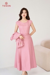 B8472 - Bộ text: Đầm + Vest lửng