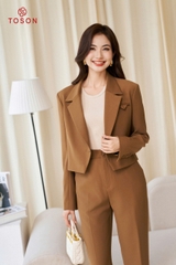 B8222N94 - Bộ vest nâu: Vest ngắn + quần ôm
