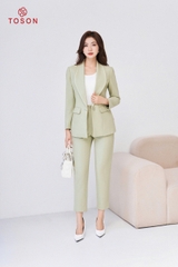 S8376X94 - Bộ vest xanh: áo đột chỉ phối + Quần ôm