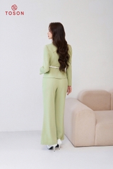 S8258X24 - Bộ vest xanh: Vest thắt đai cổ lượn sóng + quần.