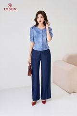 14501X14 - Áo dáng croptop cotton bò xanh