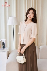 14501E14 - Áo dáng croptop xước nhật be