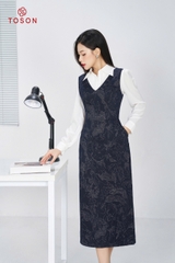 44524T94 - Đầm sát nách u mì tím than họa tiết