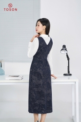 44524T94 - Đầm sát nách u mì tím than họa tiết