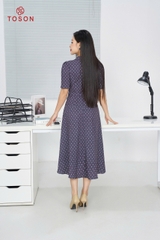 JDC66J94 - Đầm bò chấm bi thắt đai eo