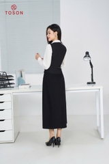 19010B95 - Áo gile đen tuýp si đính cúc trang trí