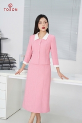 B8368P34 - Bộ vest text hồng: Vest cổ trắng + CV (test)