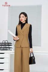 B8202N94 - Bộ gile tuýp si nâu + Quần suông